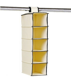 Portaoggetti Pieghevole 5 Scomparti Armadio Portatile Appendibile Indumenti         