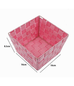 Portaoggetti Rosa Organizer Bagno Camera Cucina In Tessuto 16 X 16 X 8.5cm 79005         