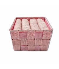 Portaoggetti Rosa Organizer Bagno Camera Cucina In Tessuto 16 X 16 X 8.5cm 79005         