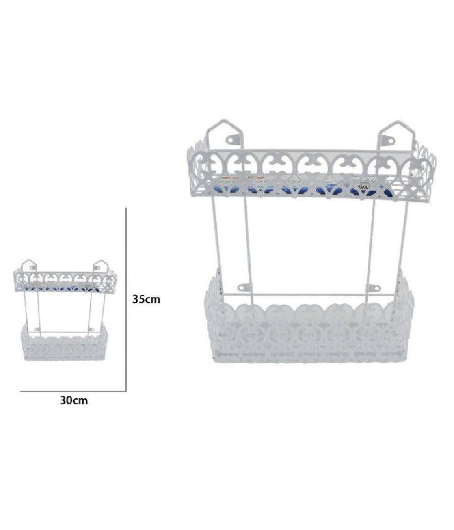 Portaoggetti Sapone Bagnoschiuma 2 Piani Ripiani Appoggio Bagno Da Parete 52525         