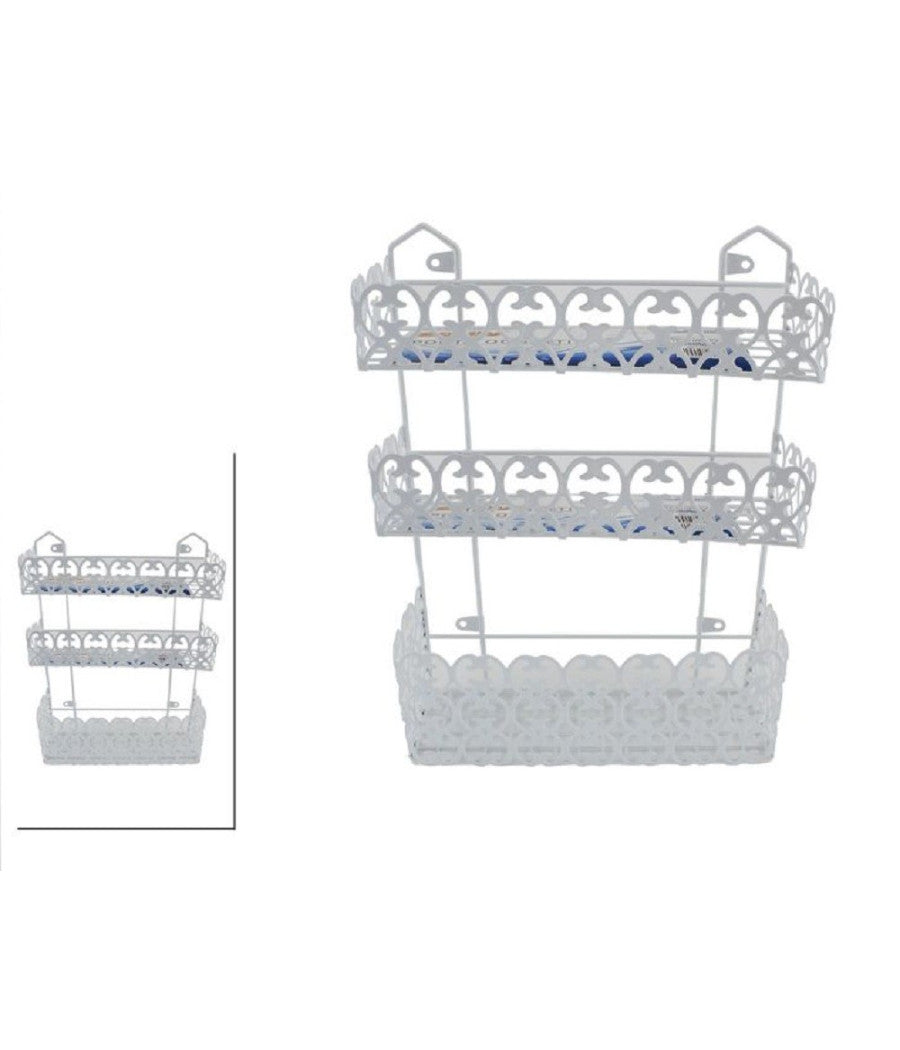 Portaoggetti Sapone Bagnoschiuma 3 Piani Ripiani Appoggio Bagno Da Parete 52526         