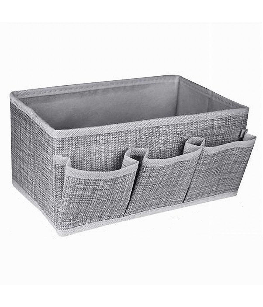 Portaoggetti Tessuto Organizer Contenitore Box Scatola 3 Tasche 25x15x12cm 79419         