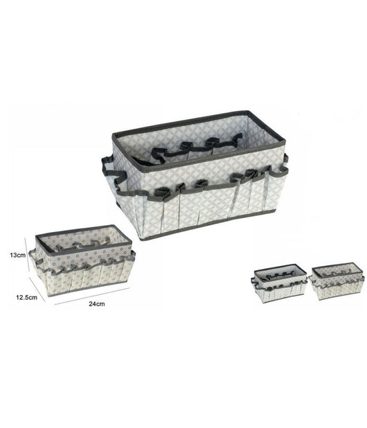 Portaoggetti Tessuto Organizer Contenitore Scatola Multitasche 24x12.5x13cm 53033a         