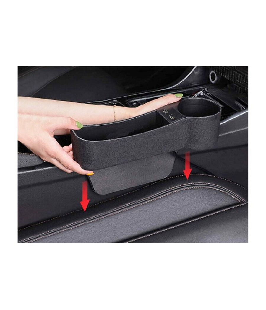 Portaoggetti Universale Per Sedile Auto Porta Bicchiere Organizer 2 Porte Usb         