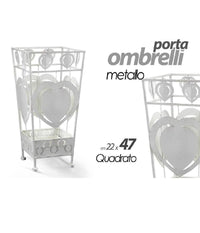 Portaombrelli Metallo Cuore Quadrato Moderno Design Casa Studio 22x47cm 657818         
