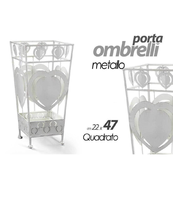 Portaombrelli Metallo Cuore Quadrato Moderno Design Casa Studio 22x47cm 657818         