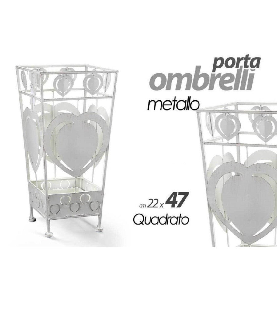 Portaombrelli Metallo Cuore Quadrato Moderno Design Casa Studio 22x47cm 657818         