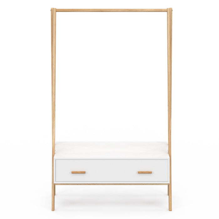 IDMarket - Portapacchi per bambini LEON 130 cm con 1 porta bianca e legno