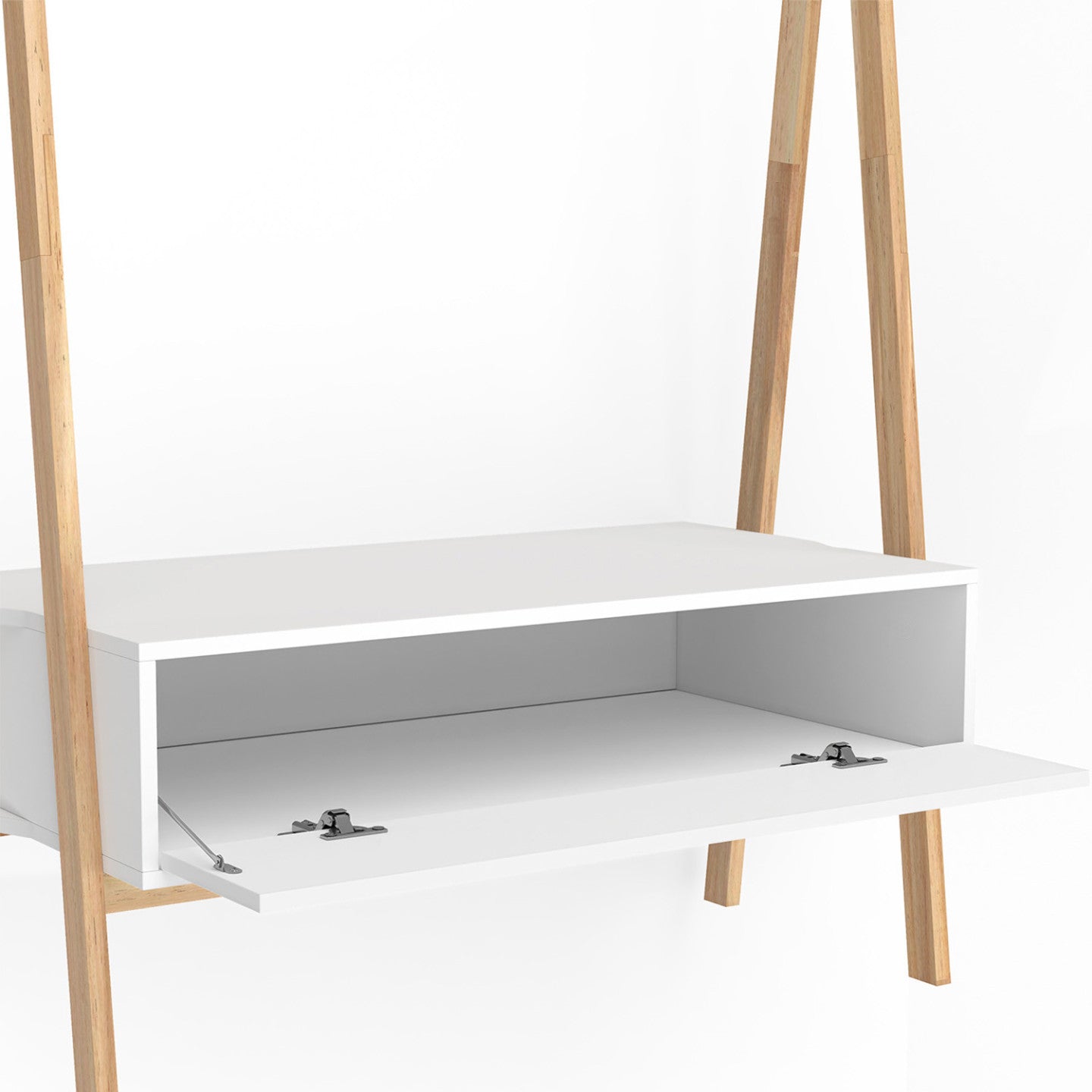 IDMarket - Portapacchi per bambini LEON 130 cm con 1 porta bianca e legno