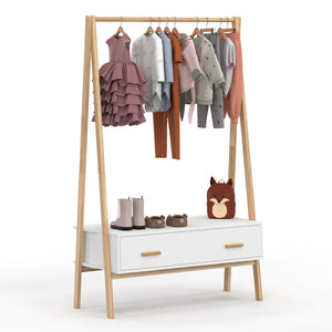 IDMarket - Portapacchi per bambini LEON 130 cm con 1 porta bianca e legno