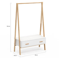 IDMarket - Portapacchi per bambini LEON 130 cm con 1 porta bianca e legno