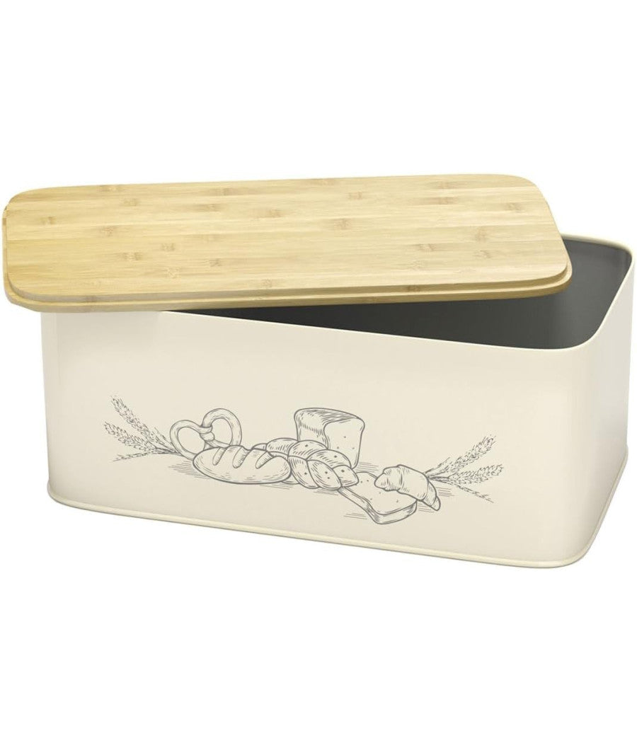 Portapane Contenitore Per Il Pane Con Coperchio In Bamboo Da Usare Come Tagliere         