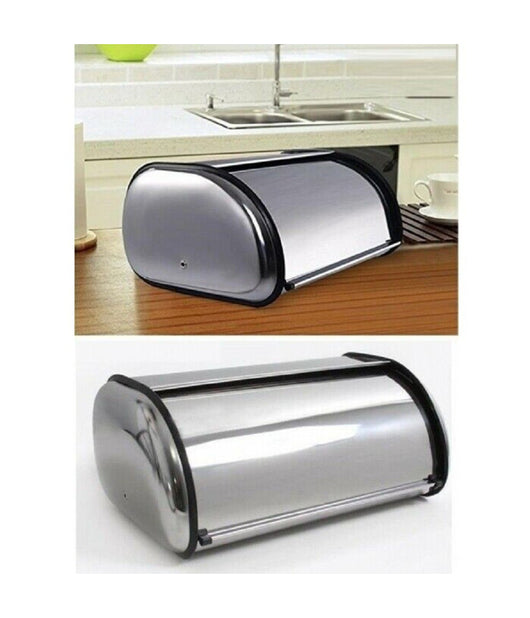 Portapane Pane Crock Design Moderno Grande Rotolo Top Contenitore Acciaio         