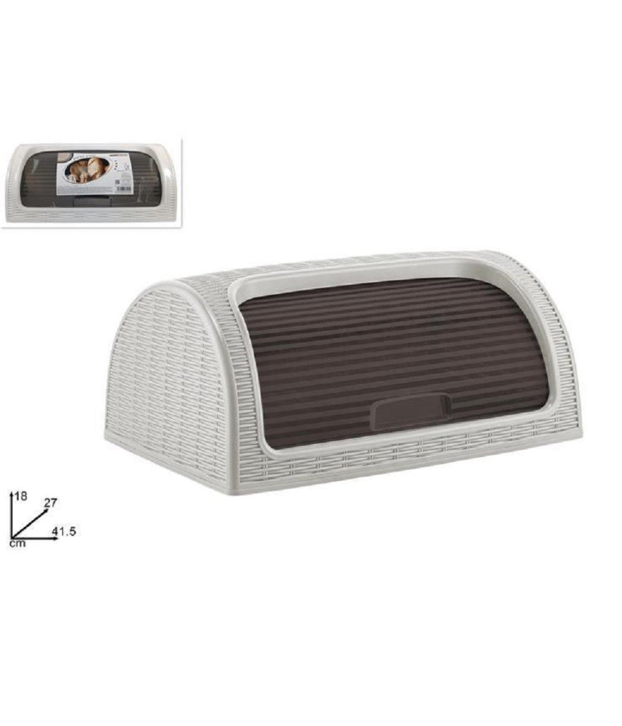 Portapane Pane Crock Serrandina Grande Rotolo Contenitore Effetto Rattan Bianco         