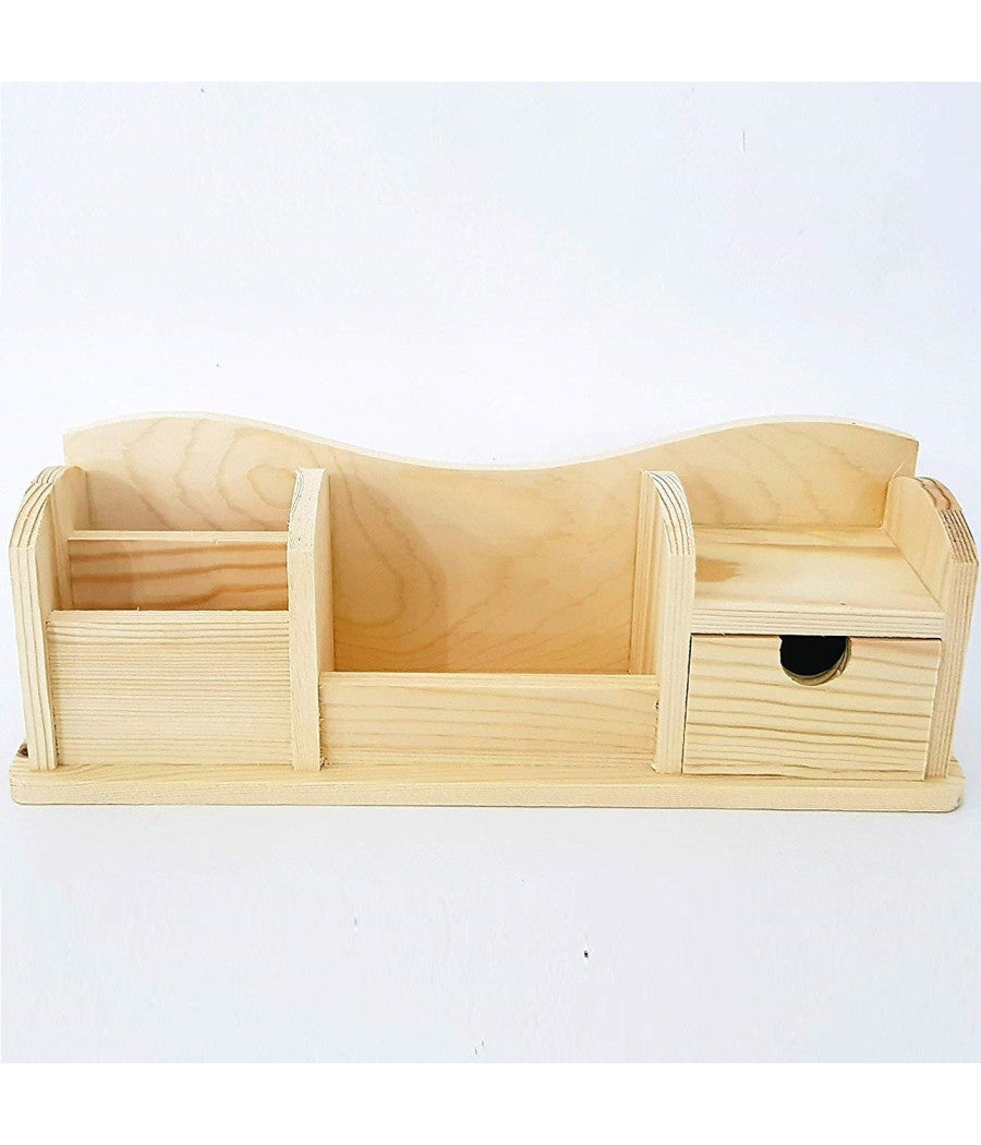 Portapenne 5 Spazi Cassetto Legno  63813 Organizzatore 28x8x7cm Portaoggetti         