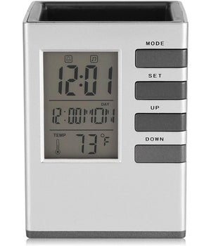 Portapenne Da Scrivania X Ufficio Casa Con Display Digitale Orologio Illuminato         