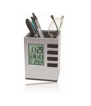 Portapenne Da Scrivania X Ufficio Casa Con Display Digitale Orologio Illuminato         