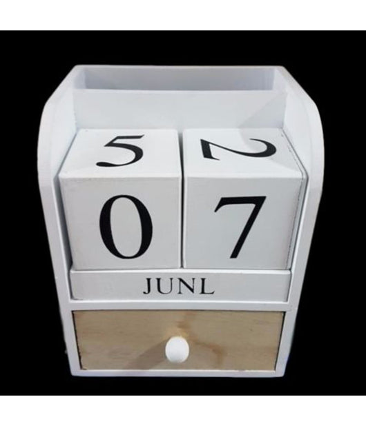 Portapenne Oggetti Con Cassetto Datario Legno Country Chic Design Arredo         