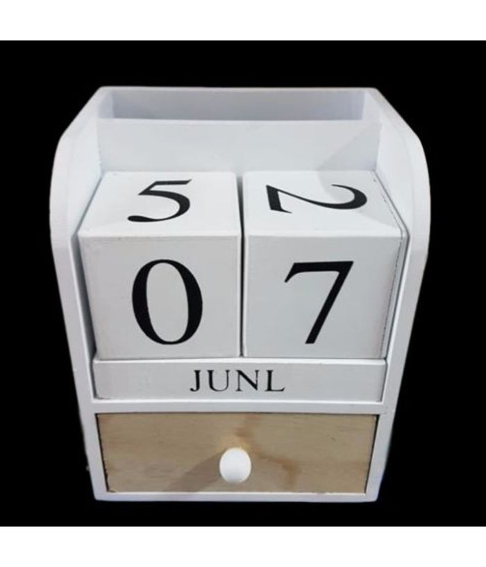 Portapenne Oggetti Con Cassetto Datario Legno Country Chic Design Arredo         