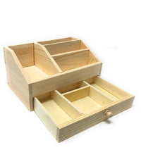 Portapenne Organizer Legno Scrivania X Decoupage 4 Scomparti E Cassetto X Penne         