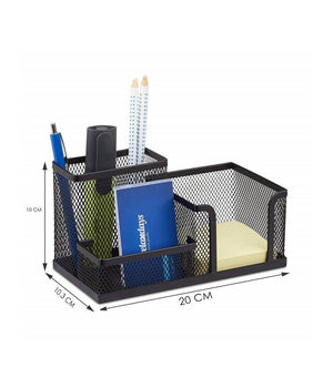 Portapenne Post It Nero Rete 3 Scomparti Penna Matite Porta Biglietti Organizer         