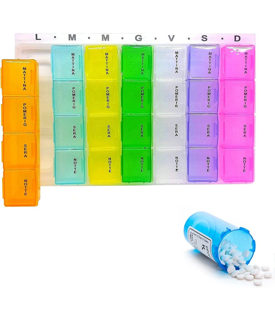 Portapillole Porta Pillole Pill Box 7 Giorni Settimanale Mattina Pomeriggio Sera         