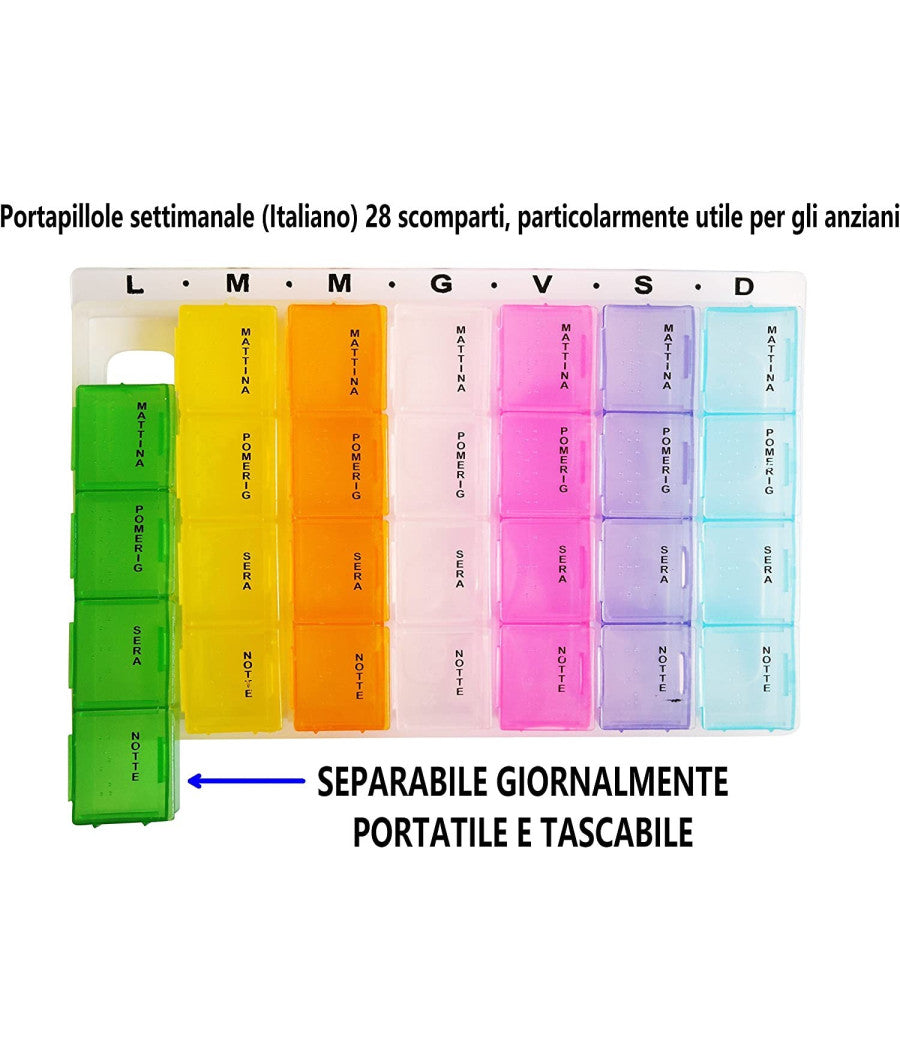 Portapillole Porta Pillole Pill Box 7 Giorni Settimanale Mattina Pomeriggio Sera         