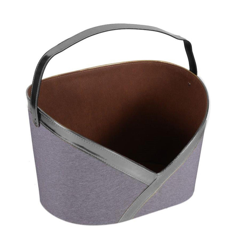 Portariviste tessuto grigo e argento con manico cm 37x25h9/22,5