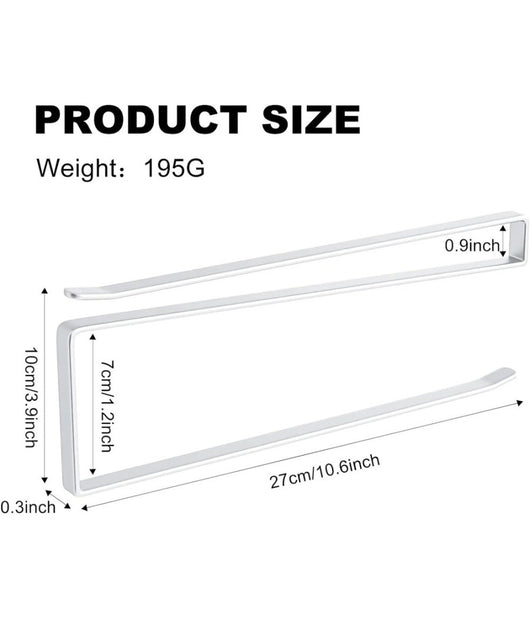 Portarotolo 27cm Sottopensile Senza Forare Per Cucina Bagno Porta Asciugamano  Bianco       