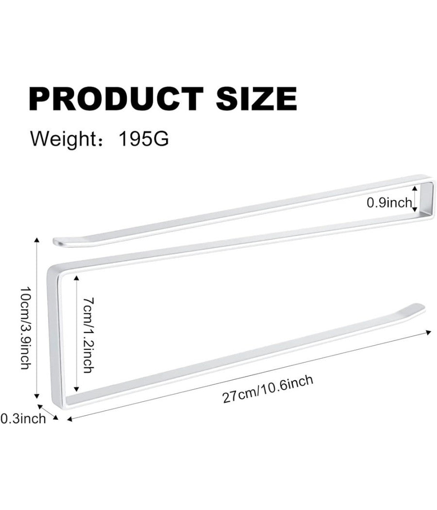Portarotolo 27cm Sottopensile Senza Forare Per Cucina Bagno Porta Asciugamano  Bianco       