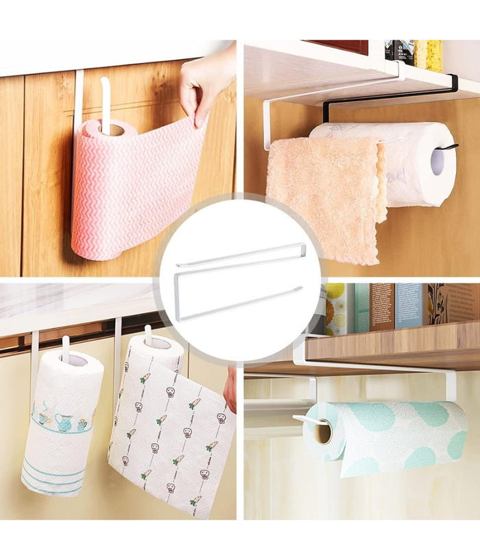 Portarotolo 27cm Sottopensile Senza Forare Per Cucina Bagno Porta Asciugamano         