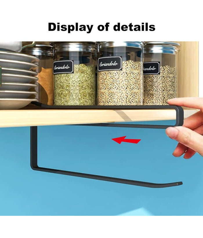 Portarotolo 27cm Sottopensile Senza Forare Per Cucina Bagno Porta Asciugamano  Nero       