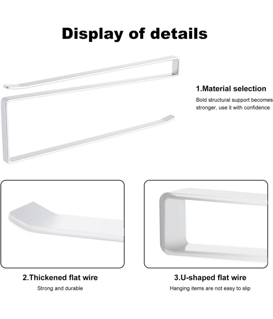 Portarotolo 27cm Sottopensile Senza Forare Per Cucina Bagno Porta Asciugamano         