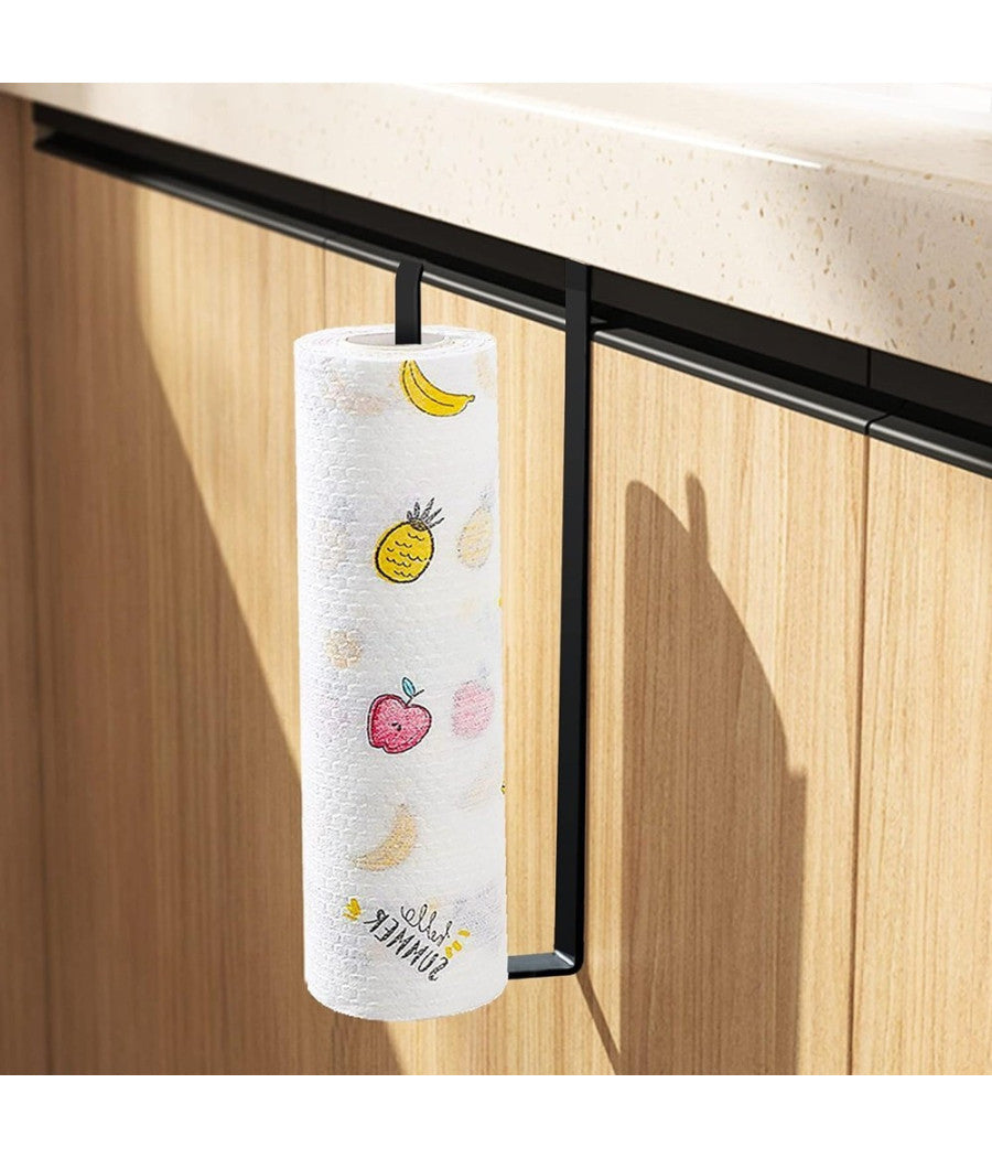 Portarotolo 27cm Sottopensile Senza Forare Per Cucina Bagno Porta Asciugamano  Nero       