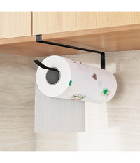 Portarotolo 27cm Sottopensile Senza Forare Per Cucina Bagno Porta Asciugamano  Nero       