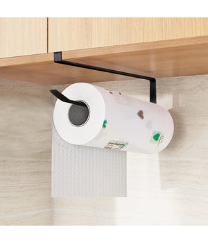 Portarotolo 27cm Sottopensile Senza Forare Per Cucina Bagno Porta Asciugamano  Nero       