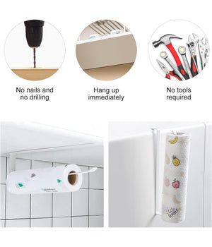 Portarotolo 27cm Sottopensile Senza Forare Per Cucina Bagno Porta Asciugamano  Bianco       