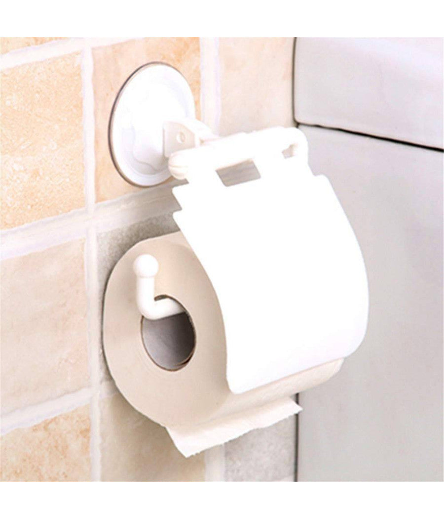 Portarotolo Carta Igienica Con Ventosa A Parete Porta Rotolo In Plastica Copri         