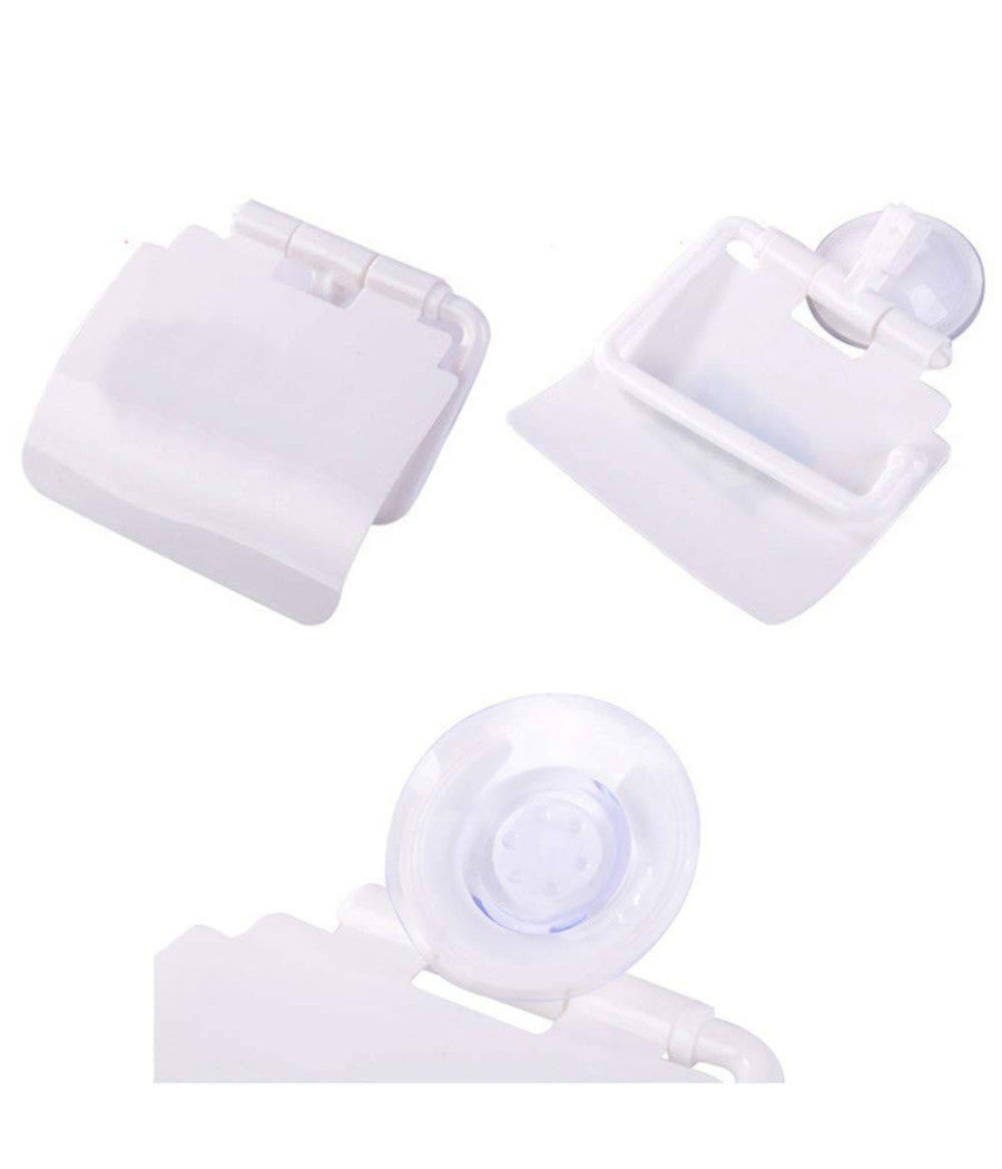 Portarotolo Carta Igienica Con Ventosa A Parete Porta Rotolo In Plastica Copri         