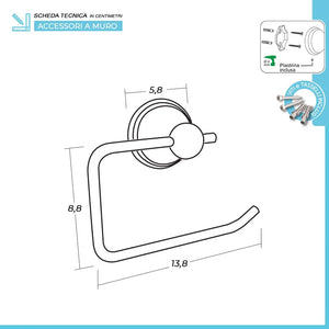Portarotolo carta igienica da muro in acciaio finitura bronzo kit di fissaggio incluso Iris