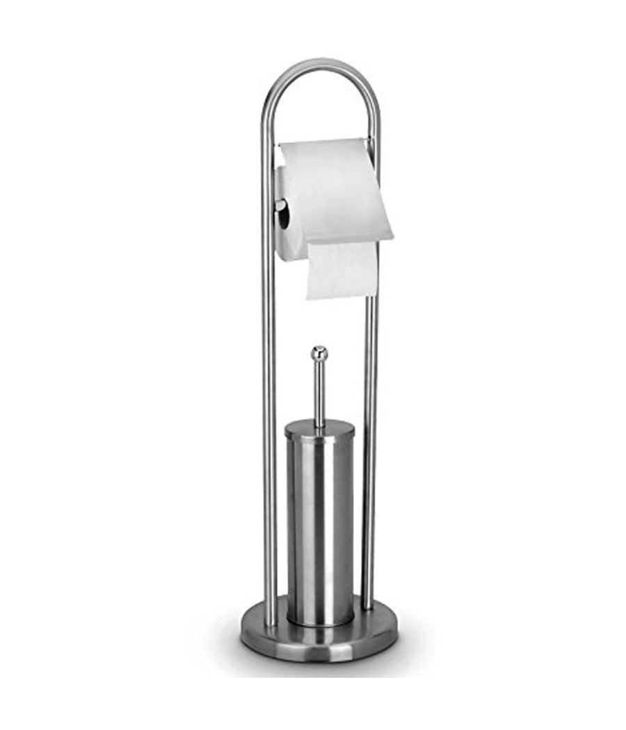 Portarotolo Con Scopino E Porta Scopino In Acciaio Accessori Bagno Wc 80 Cm         