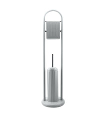 Portarotolo Con Spazzolone Porta Scopino Bagno Linear In Metallo Grigio 22x81 Cm         