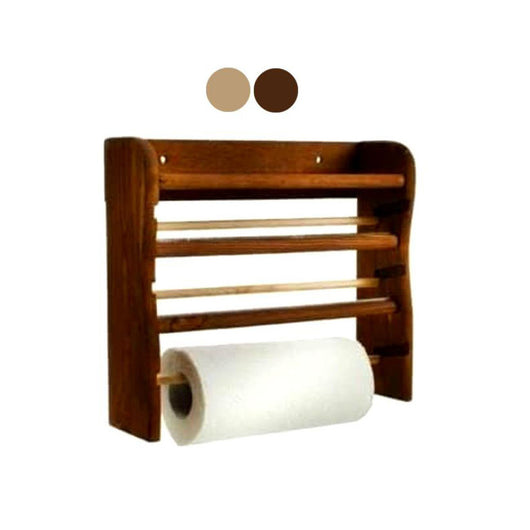 Portarotolo Legno a Parete 3 Noce Cm 33X9 H 29