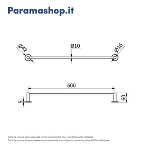 Porta salviette a muro 50cm nickel spazzolato | Satin