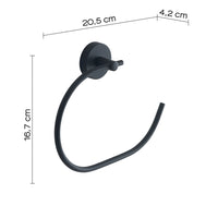 Portasalviette ad anello a muro Gedy in acciaio nero opaco | Eros