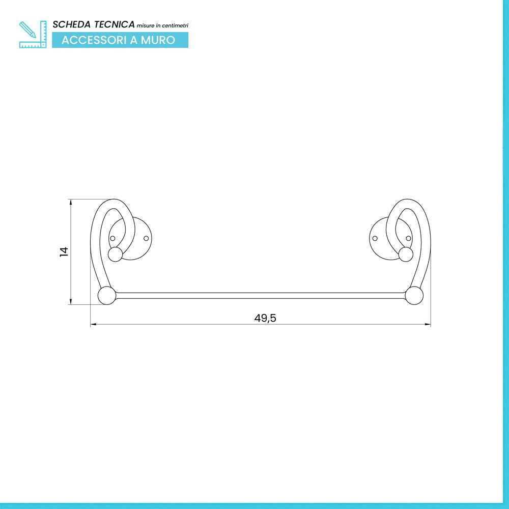 Portasalviette da muro dritto 40 cm in ferro battuto nero Siena