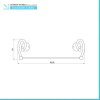 Portasalviette da muro dritto 40 cm in ferro battuto nero Siena