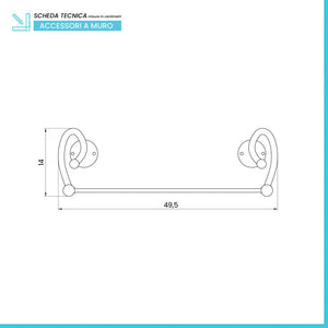 Portasalviette da muro dritto 40 cm in ferro battuto nero Siena