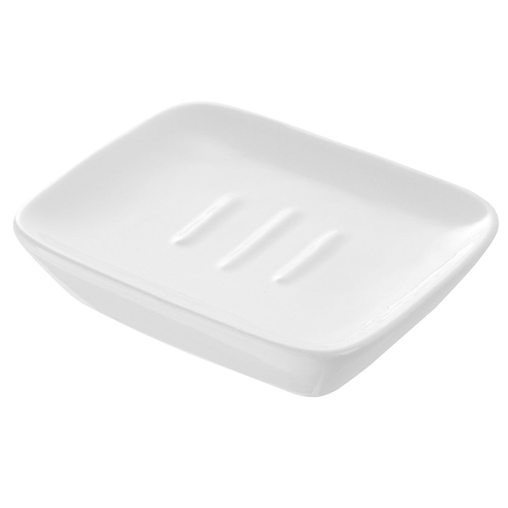 Portasapone in Ceramica Bianco Rettangolare da Appoggio Dublino