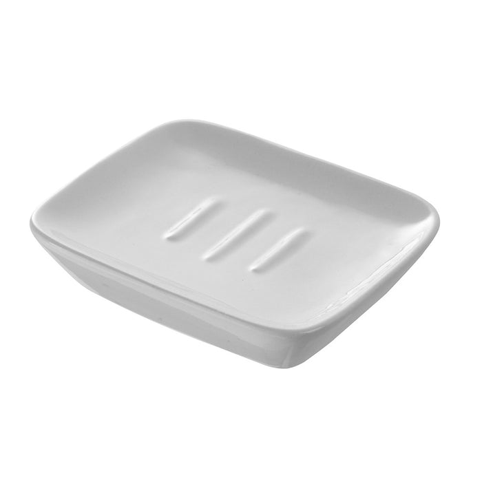 Portasapone in Ceramica Bianco Rettangolare da Appoggio Dublino